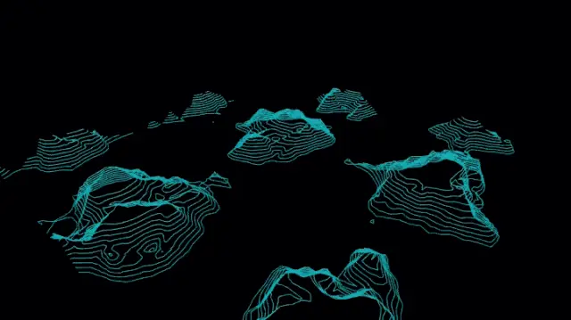 动图组:鞋子与等高线投影的效果、地形线条动画、早期实验、木质原型、等高线图形与 CNC 切割过程 第 2 张,共 6 张
