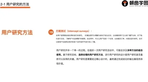 六页课件拼合,逐条列出编号 1 到 19 的用户研究方法及其定义 第 6 张,共 6 张
